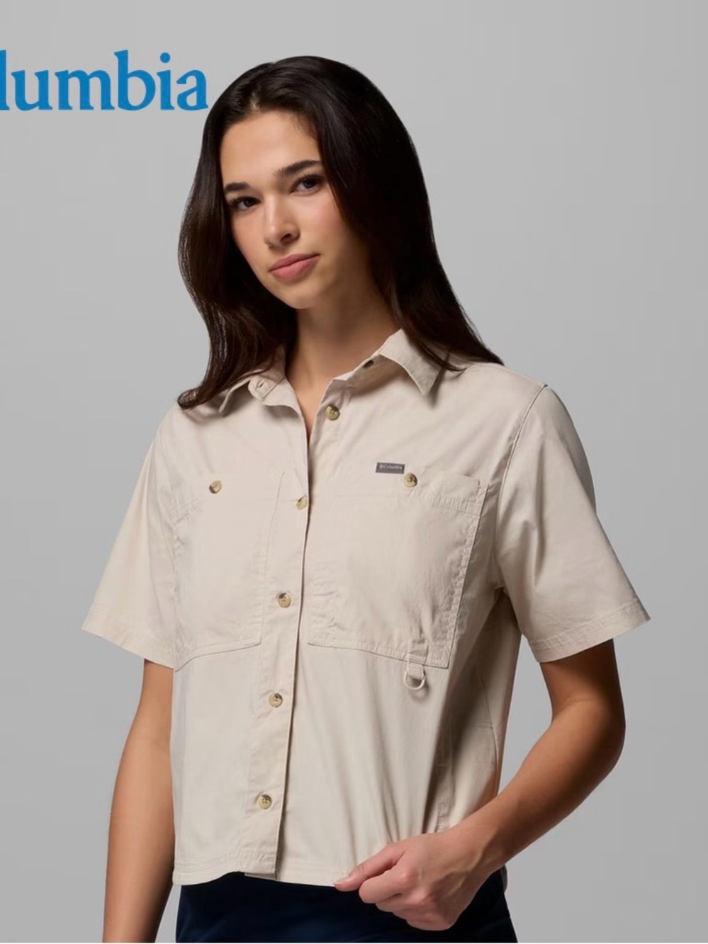 Columbia Yellow Short-Sleeve Utility Button Shirt